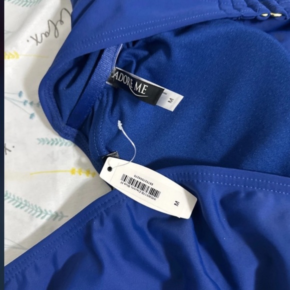 NWT Adore Me sz med Cobalt Blue Laser Cut Star Bikini - Picture 3 of 3